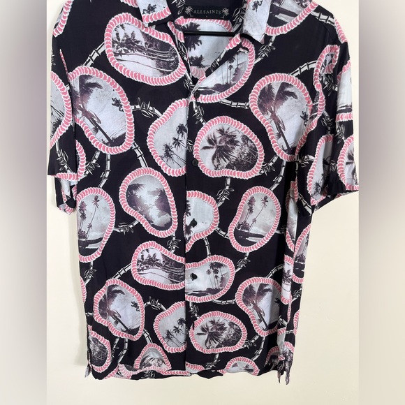 All Saints Islandz Palm Tree Print Button Down Short Sleeve - Picture 9 of 12